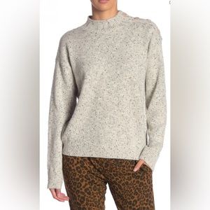 SANCTUARY JASPER BUTTONED MOCK NECK SWEATER, STERLING GRAY, SIZE XS, NWT